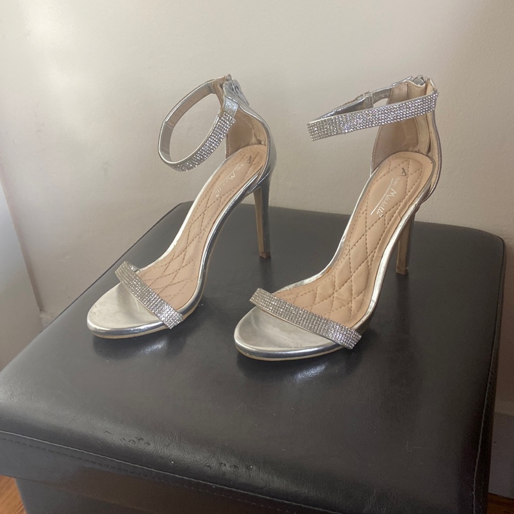 silver diamond heels.